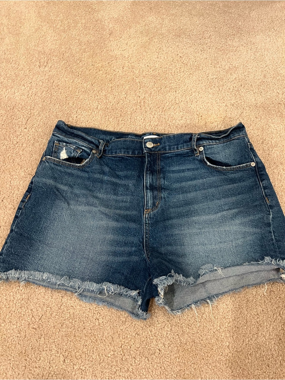 Classic Dark Wash Denim Blue Jean Cutoff Cotton Blend Shorts ❤️